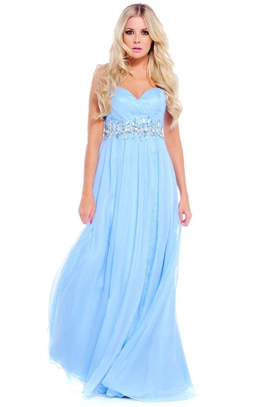 Sleeveless Sweetheart Chiffon Prom Dress with Jeweled Bodice Classy Dress