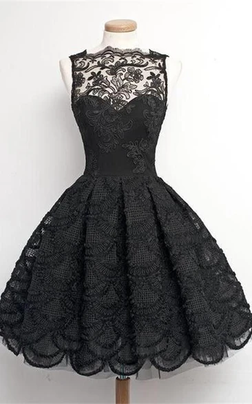 Lace High Neck Sleeveless Formal Dress