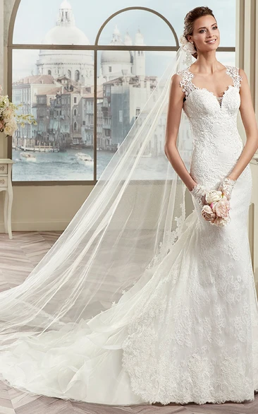 Mermaid Lace Wedding Dress with Sweetheart Neckline and Court Train Stunning Bridal Gown