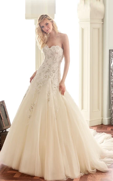 Sweetheart A-Line Tulle&Lace Wedding Dress Sleeveless