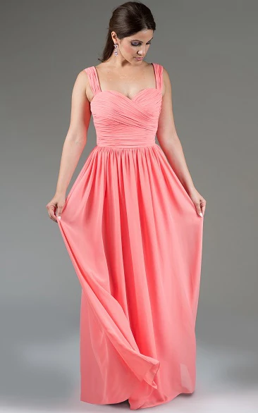 Pleated Chiffon Bridesmaid Dress with Criss Cross Bodice and Bandage Detail