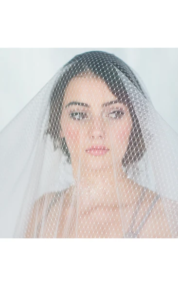 Diamond Mesh Veil with Scalloped Lace Trim Elegant Wedding Dress Accessory