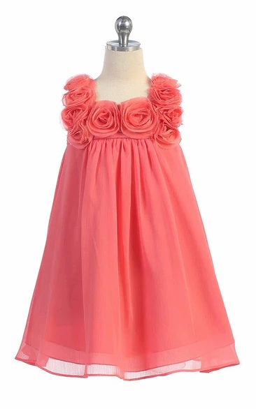 Sleeveless Chiffon Flower Girl Dress Knee-Length