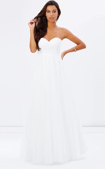 Lace Chiffon A-Line Sweetheart Bridesmaid Dress Sleeveless