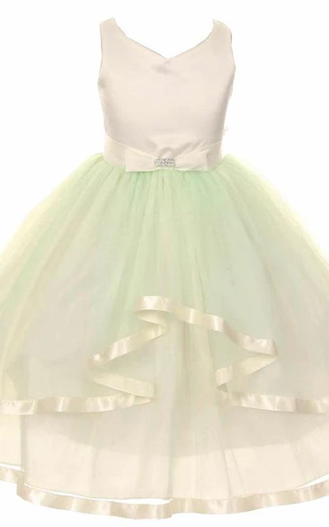 Peplum Tulle Flower Girl Dress Knee-Length Unique