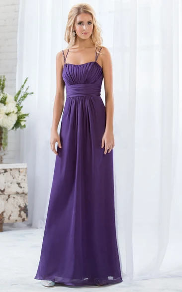Crystal Pleated Empire A-Line Bridesmaid Dress Sleeveless Style