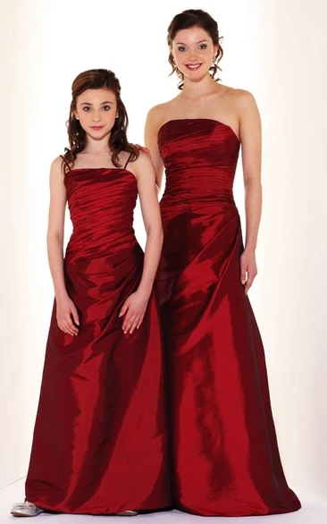 Ruched Strapless Satin Bridesmaid Dress Maxi Style