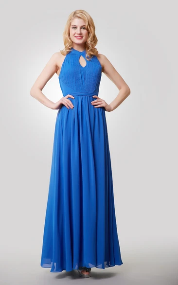 A-Line Halter Chiffon Dress with Keyhole Elegant Bridesmaid Dress