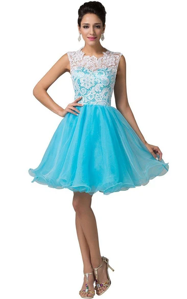 Appliqued A-line Tulle Formal Dress Sleeveless Elegant