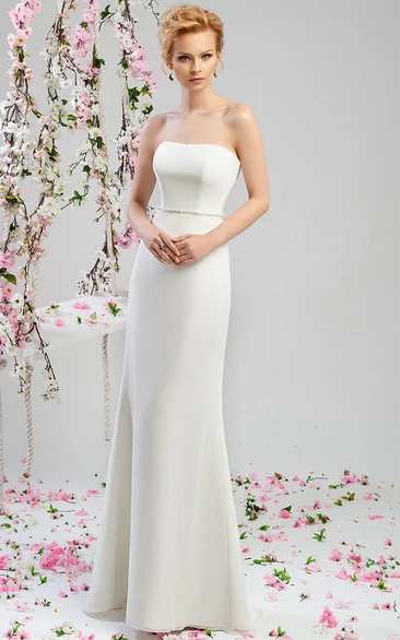 Chiffon Wedding Dress Sheath Maxi Strapless