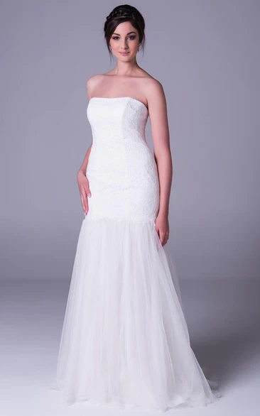 Tulle&Lace Trumpet Strapless Wedding Dress