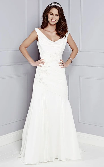 Sleeveless A-Line Wedding Dress with Ruching and Appliques