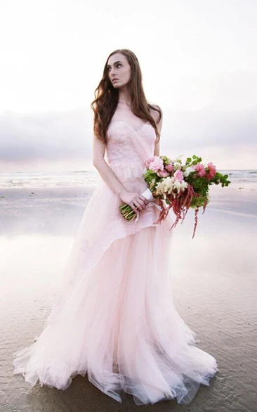 Sweetheart Lace Ball Gown Wedding Dress with Tulle Skirt