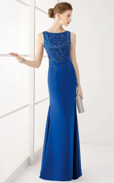 Sheath Long Prom Dress with Crystal Top and Belt Sparkling Bridesmaid Dress
