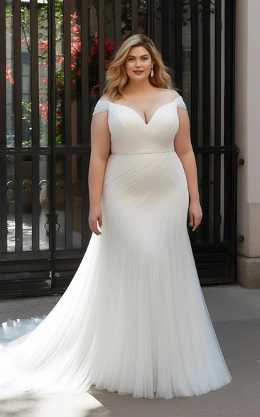 Mermaid Plus Size Chiffon Wedding Dress 2024 Ethereal Court Train
