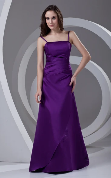 Satin A-line Formal Dress with Beading and Corset Back