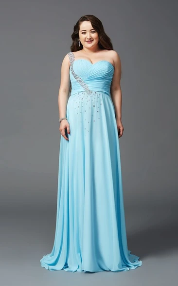 Sleeveless A-Line Chiffon Prom Dress with Criss Cross & Beading