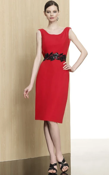 Sleeveless Appliqued Jersey Mini Pencil Formal Dress