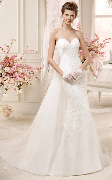 Lace Wedding Dress with Sheath Style and Low-V Back Sweetheart & Chic Wedding Dress