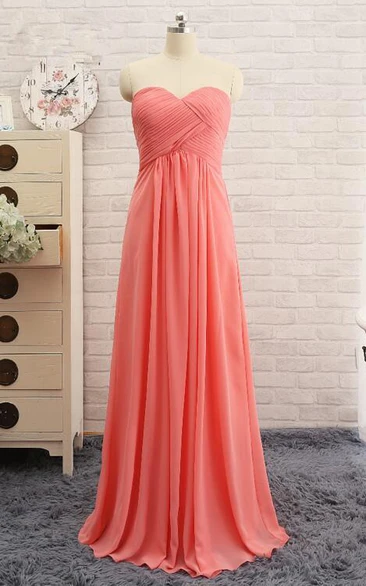 A-line Chiffon Dress with Long Sweetheart Neckline Classy Bridesmaid Dress