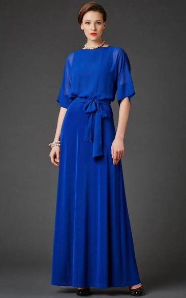 Chiffon Mother of the Bride Dress with Illusion Half Sleeves