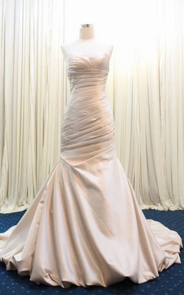 Satin Mermaid Wedding Dress with Keyhole and Cap Sleeves