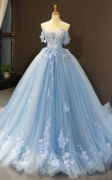 Ball Gown Tulle Applique Petal Casual Prom Dress Women's Dress