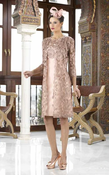 Knee-Length Satin Appliqued Mother of the Bride Dress Casual Dress