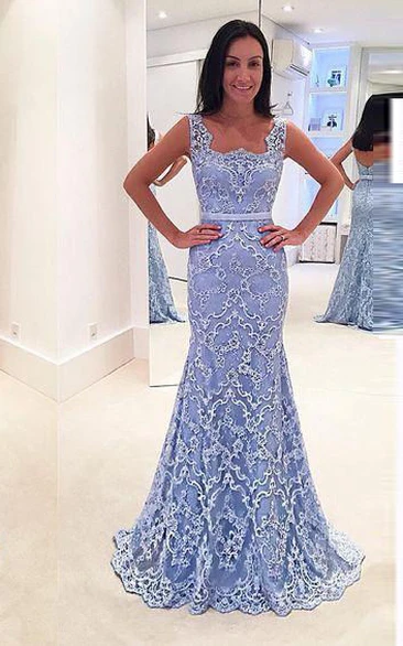 Mermaid Lace Formal Dress with Appliques Floor-length