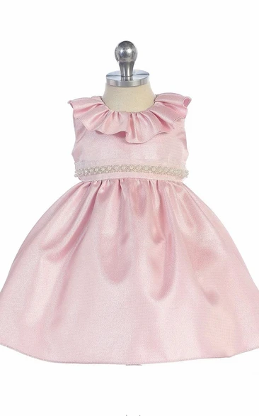 Flowy Tiered Taffeta Flower Girl Dress Tea-Length 2024