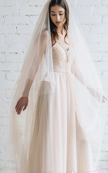 Champagne Puffy Long Wedding Veil with Ethereal Look Wedding Dress