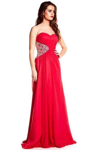 Sweetheart A-Line Chiffon Prom Dress Sleeveless Long Split-Front