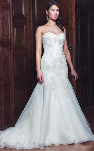 Lace Sweetheart Trumpet Wedding Dress with Appliques Floor-Length