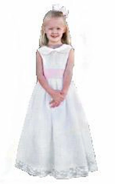 Simple and Chic Natural Satin Sleeveless Flower Girl Dress