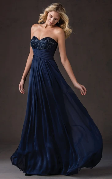 Sweetheart Empire Long Gown with Beadings and Appliques Modern Bridesmaid Dress 2024
