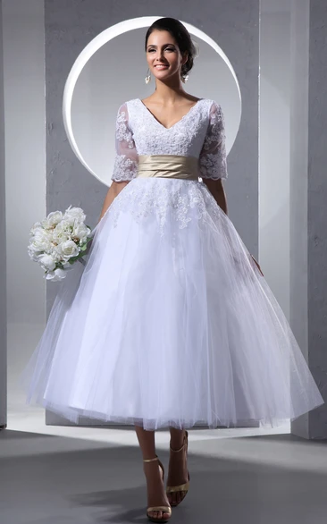 Ankle length wedding dresses for best sale older brides