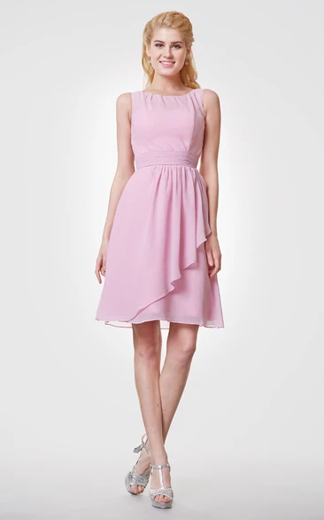 A-line Chiffon Sleeveless Bridesmaid Dress with Ruching Simple & Elegant