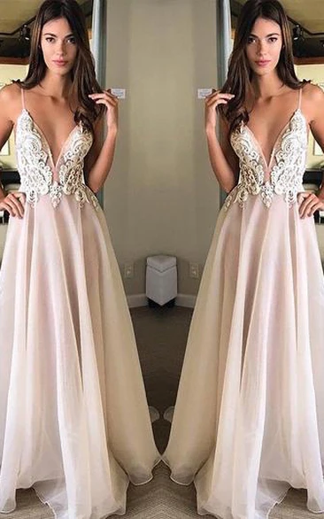 Chiffon Sleeveless A-Line Formal Formal Dress with Appliques