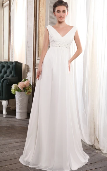 Crystal Detailing Empire Gown Strapless Deep Adorable