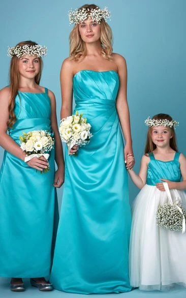 Strapless Satin Bridesmaid Dress with Draping Sheath Style Classy