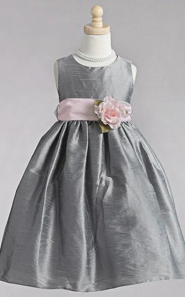 Sleeveless Organza Flower Girl Dress Simple Dress for Girls