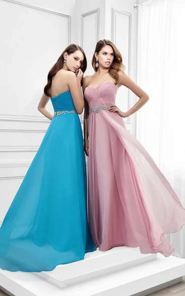 Sleeveless Sweetheart Criss-Cross Chiffon Prom Dress Flowy Prom Dress