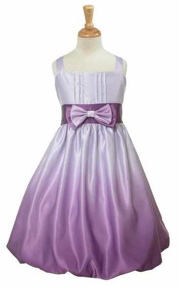Satin Floral Knee-Length Flower Girl Dress with Split Elegant 2024 Wedding Dress