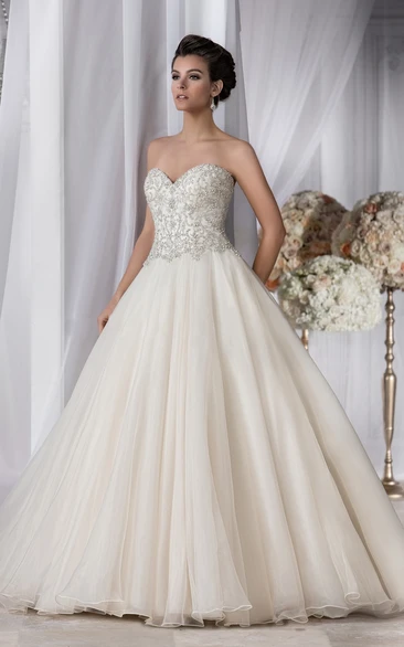 A-Line Sweetheart Gown with Beaded Bodice Noble Wedding Dress