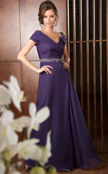 Ruched A-Line Mother Of The Bride Dress with Sequins Long Formal Dress