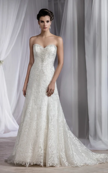 Lace-Up Back Applique Sweetheart A-Line Wedding Dress