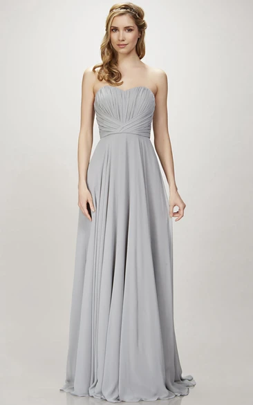 Sweetheart Chiffon Bridesmaid Dress with Ruched Bodice Simple Bridesmaid Dress