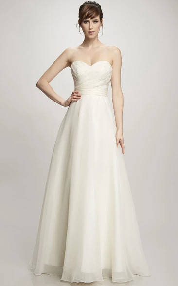 Maxi Organza Wedding Dress with Sweetheart Neckline and Criss Cross Back