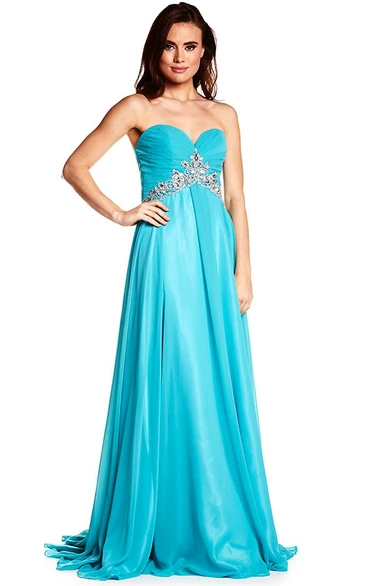 Sweetheart Sleeveless Criss-Cross Chiffon Prom Dress Flowy Prom Dress