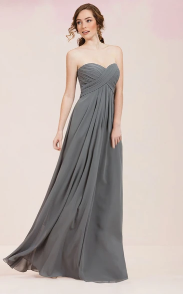 A-Line Sweetheart Ruched Bridesmaid Dress with Long Train